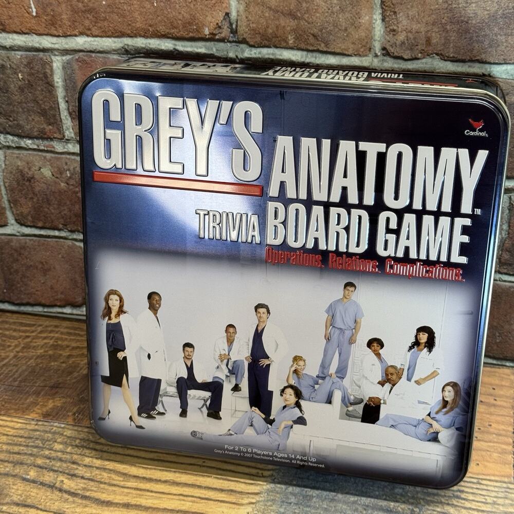 Greys Anatomy Trivia Board Game by Cardinal - 2007 Edition - Metal Tin